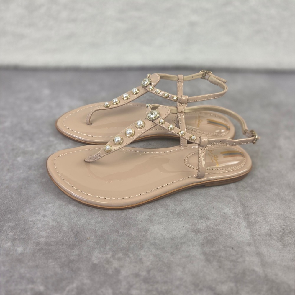 Sam Edelman Kids Gigi Pearl Sunrise Pnk Patent Faux Pearl Sandals SZ3 Little Kid